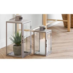 BOLIGINTERIØR METAL LANTERNESÆT H25/H35 CM BEIGE|Boliginteriør
