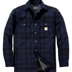 RELAXED FIT FLANNEL SHERPA-LINED SHIRT JAC SKJORTEJAKKE M NAVY|Carhartt Sale