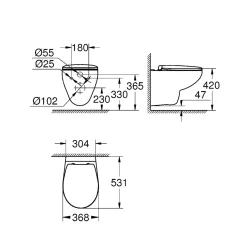 BAU CERAMIC M/SOFT CLOSE SÆDE VÆGHÆNGT TOILET|Grohe Hot