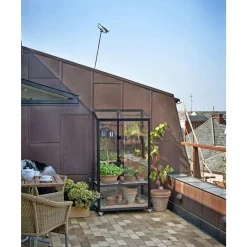 CITY GREENHOUSE VÆGDRIVHUS 4 MM HÆRDET GLAS HELE BANER SORT 0,32 M2|Juliana Discount