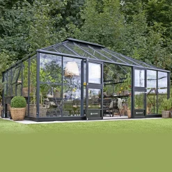 GRAND OASE DRIVHUS 3 MM HÆRDET GLAS HELE BANER ANTRACIT 25,6 M2|Juliana Hot