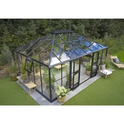 GRAND OASE DRIVHUS 3 MM HÆRDET GLAS HELE BANER ANTRACIT 25,6 M2|Juliana Hot