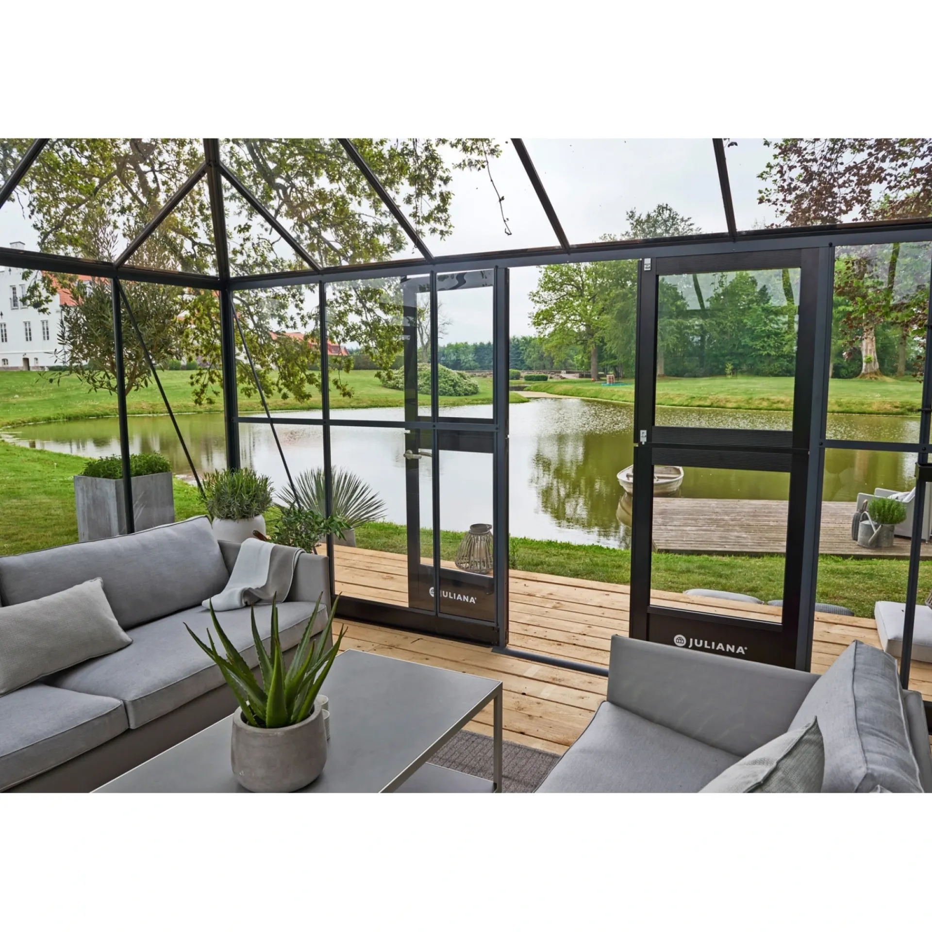 GRAND OASE ORANGERI 3 MM HÆRDET GLAS HELE BANER ANTRACIT 18,8 M2|Juliana Best