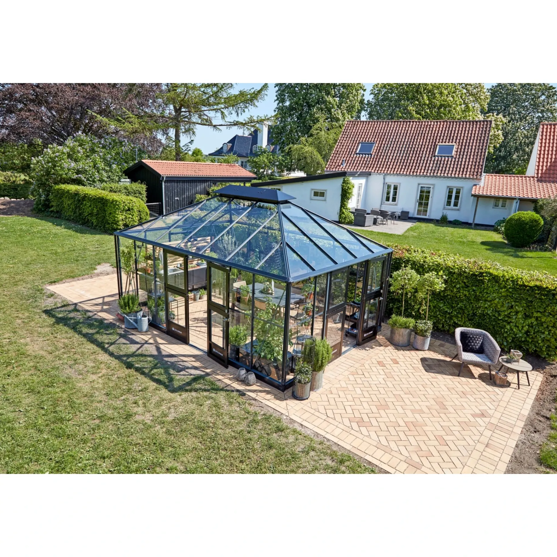 GRAND OASE ORANGERI 3 MM HÆRDET GLAS HELE BANER ANTRACIT 18,8 M2|Juliana Best