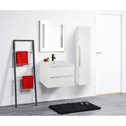 AURUM BADMØBEL HVID HØJGLANS 2 SKUFFER 60 CM|Milobad New