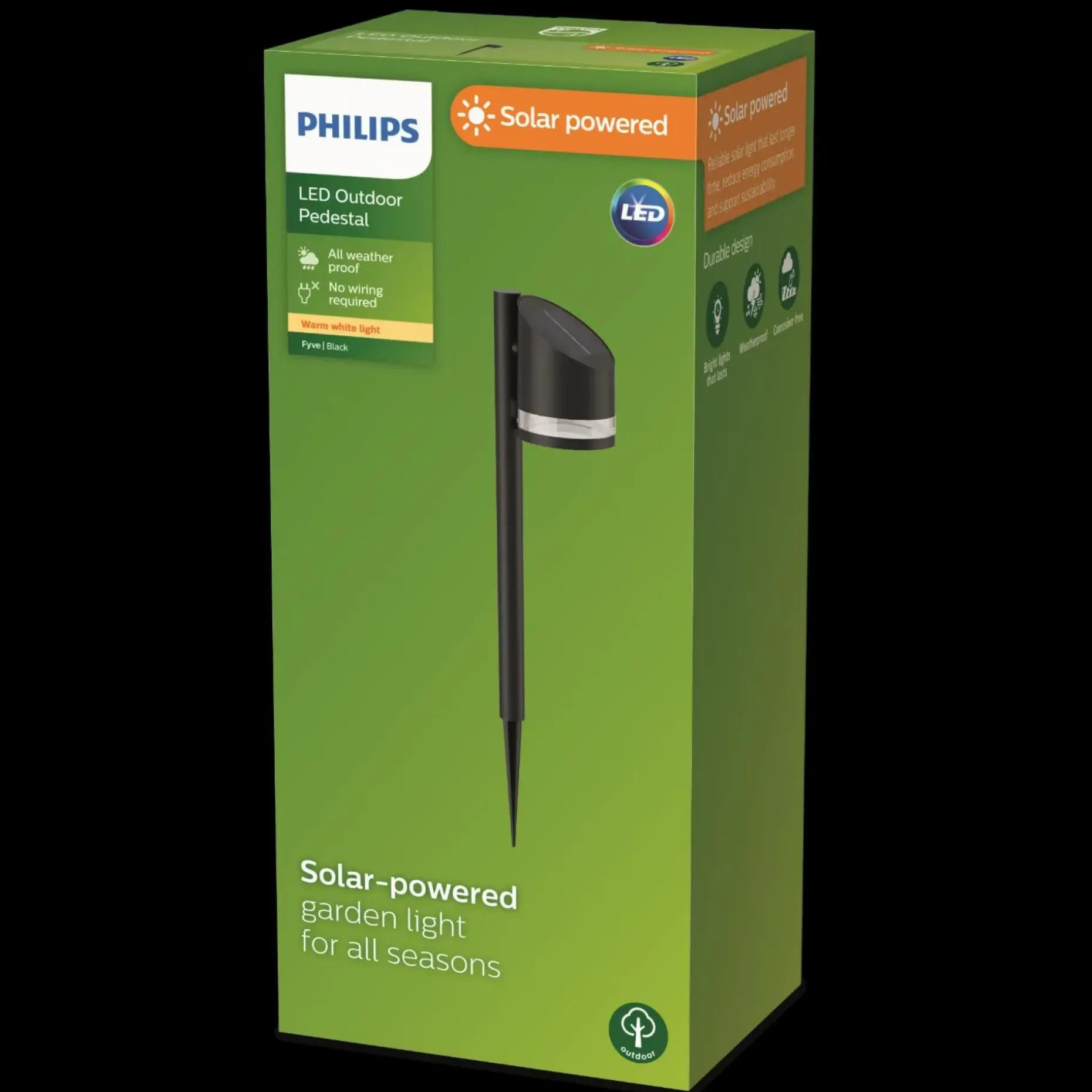PHILIPS FYVE SOLCELLE BEDLAMPE SORT 28,4 CM