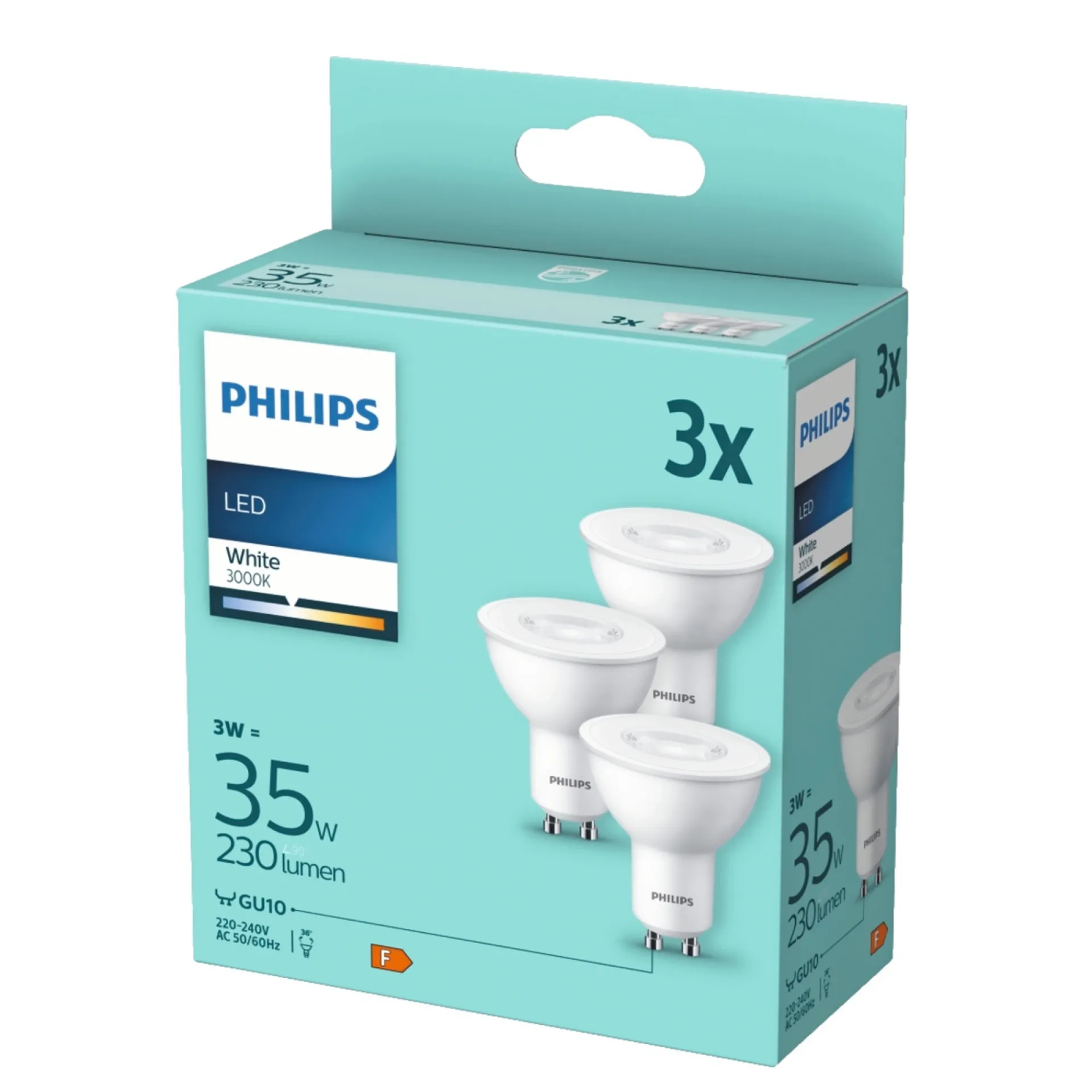 3-PAK LED PÆRE SPOT GU10 3W|Philips