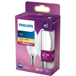 2-PAK MAT LED PÆRE KERTE E14 4W|Philips Outlet