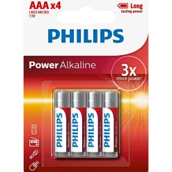 POWER ALKALINE AAA BATTERI 4 STK/PK|Philips