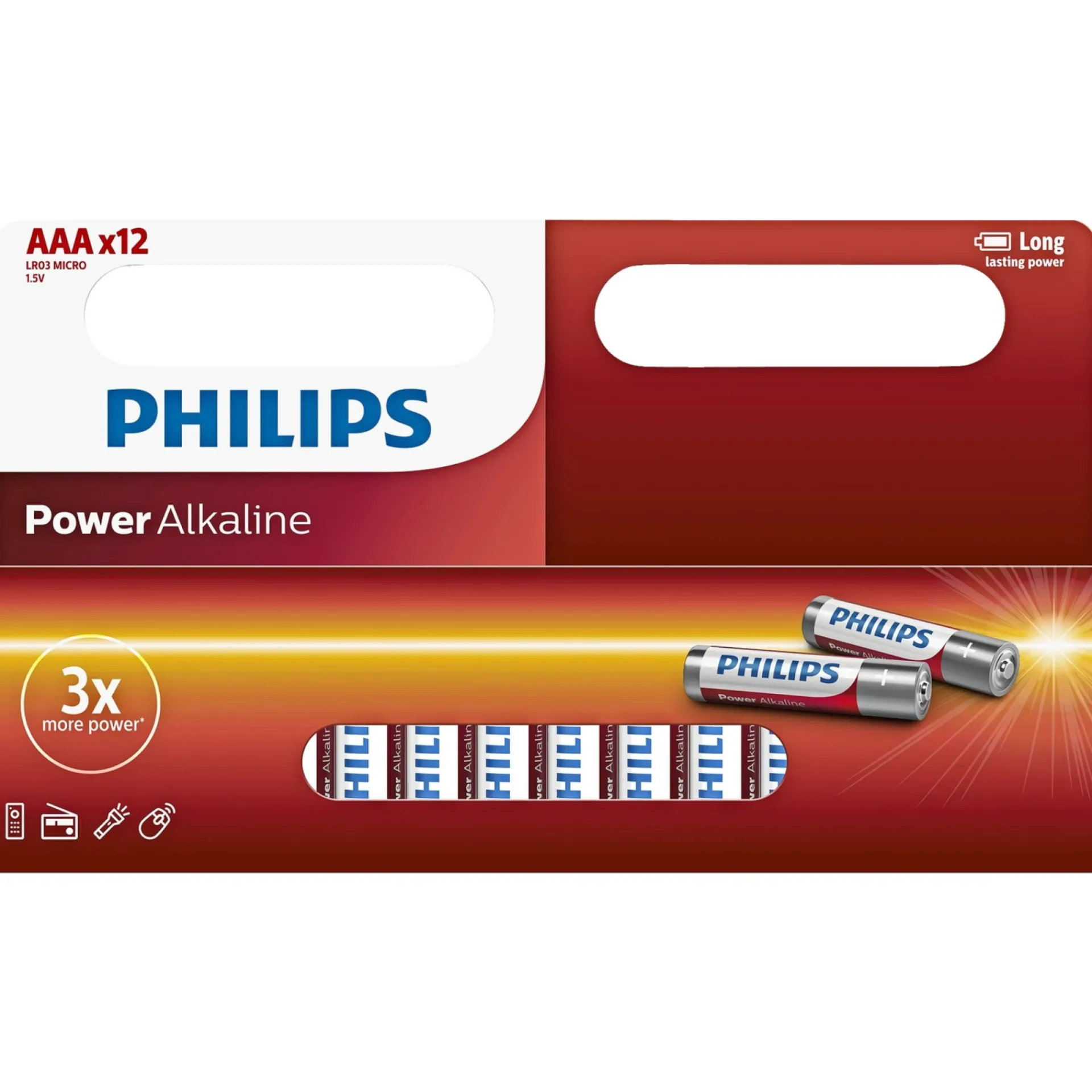 POWER ALKALINE AAA BATTERI 12 STK/PAK|Philips Hot
