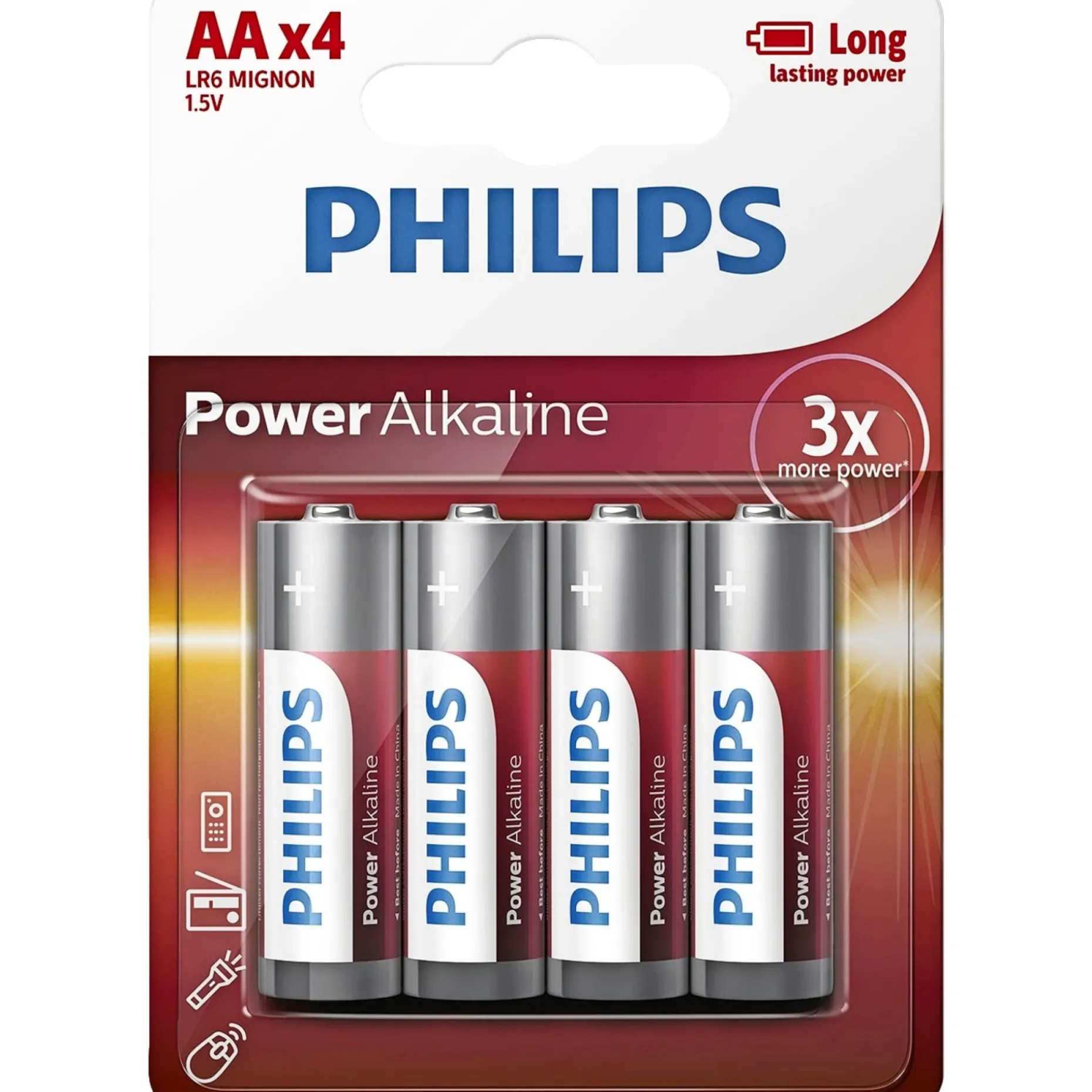 POWER ALKALINE AA BATTERI 12 STK/PAK|Philips Hot