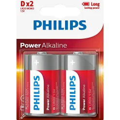 POWER ALKALINE D BATTERI 2 STK/PAK|Philips Sale