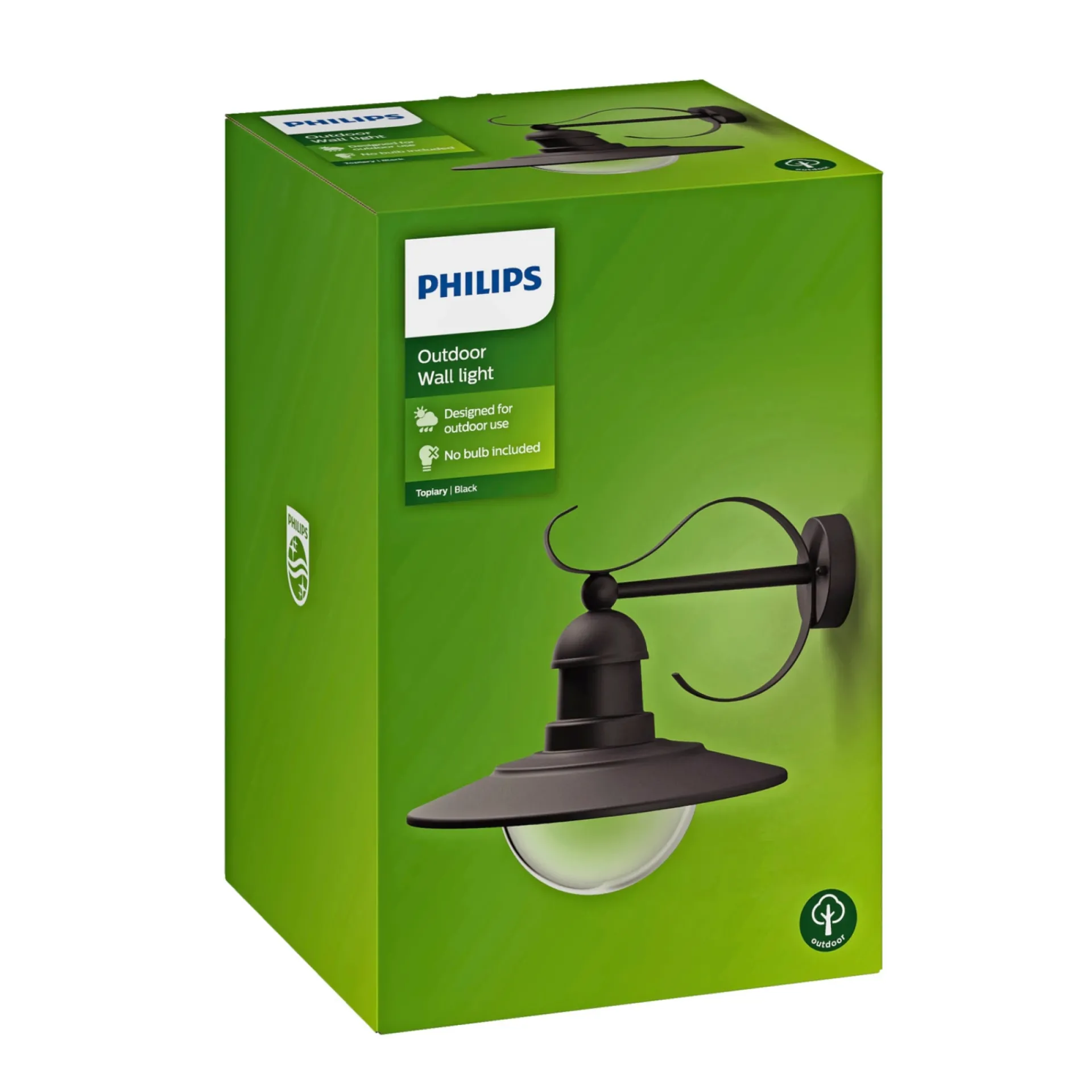 TOPIARY UDENDØRS VÆGLAMPE SORT 60W|Philips Discount