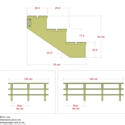 3 TRIN TERRASSETRAPPE 1800 X 540 MM|Plus Clearance