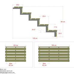 2 TRIN TERRASSETRAPPE 1800 X 370 MM|Plus New