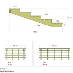 4 TRIN TERRASSETRAPPE 1200 X 710 MM|Plus New