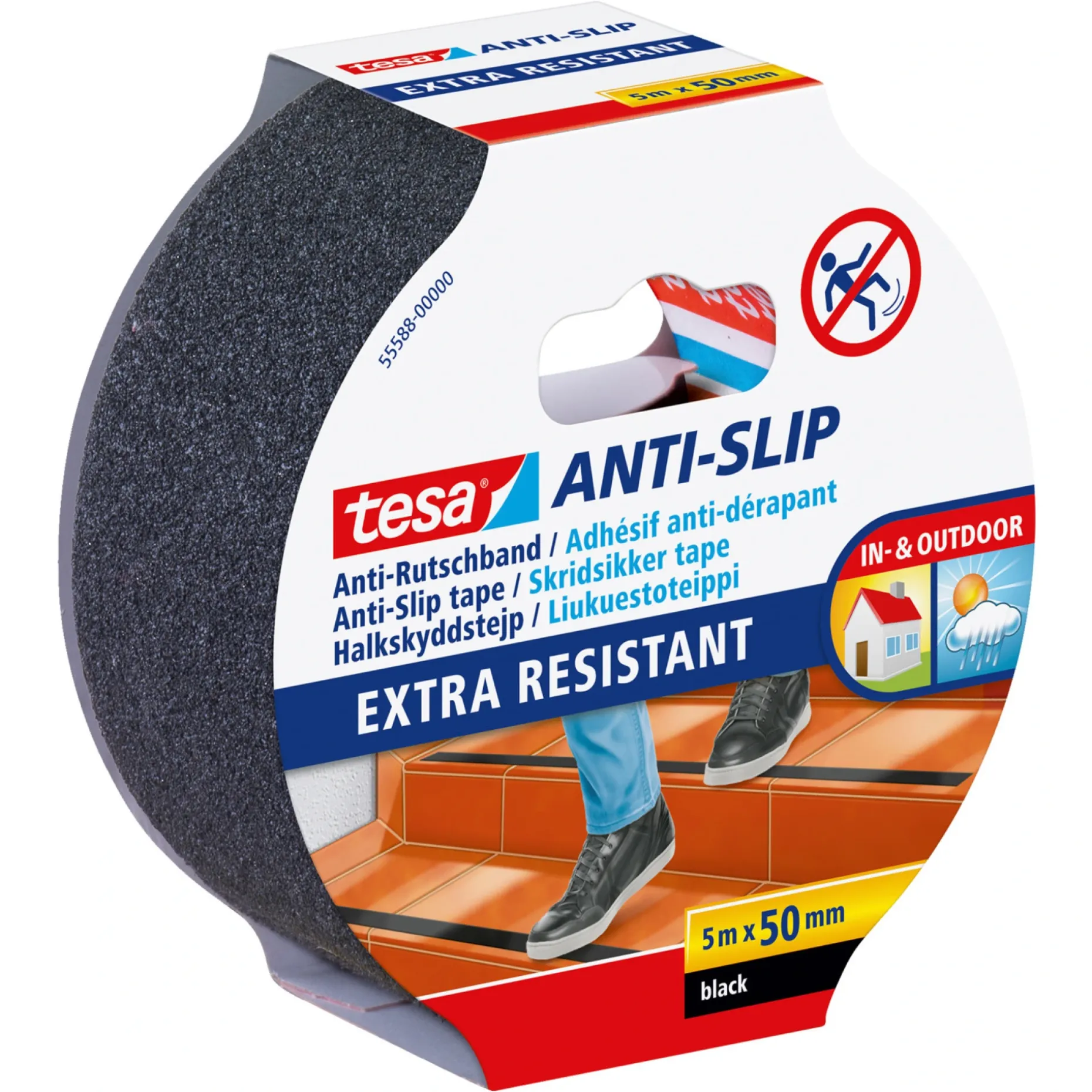 TESA SKRIDSIKKER TAPE 5 M X 50 MM SORT