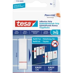 TIL GLATTE OVERFLADER DOBBELTKLÆBENDE STRIPS 3 KG 6 STK|Tesa