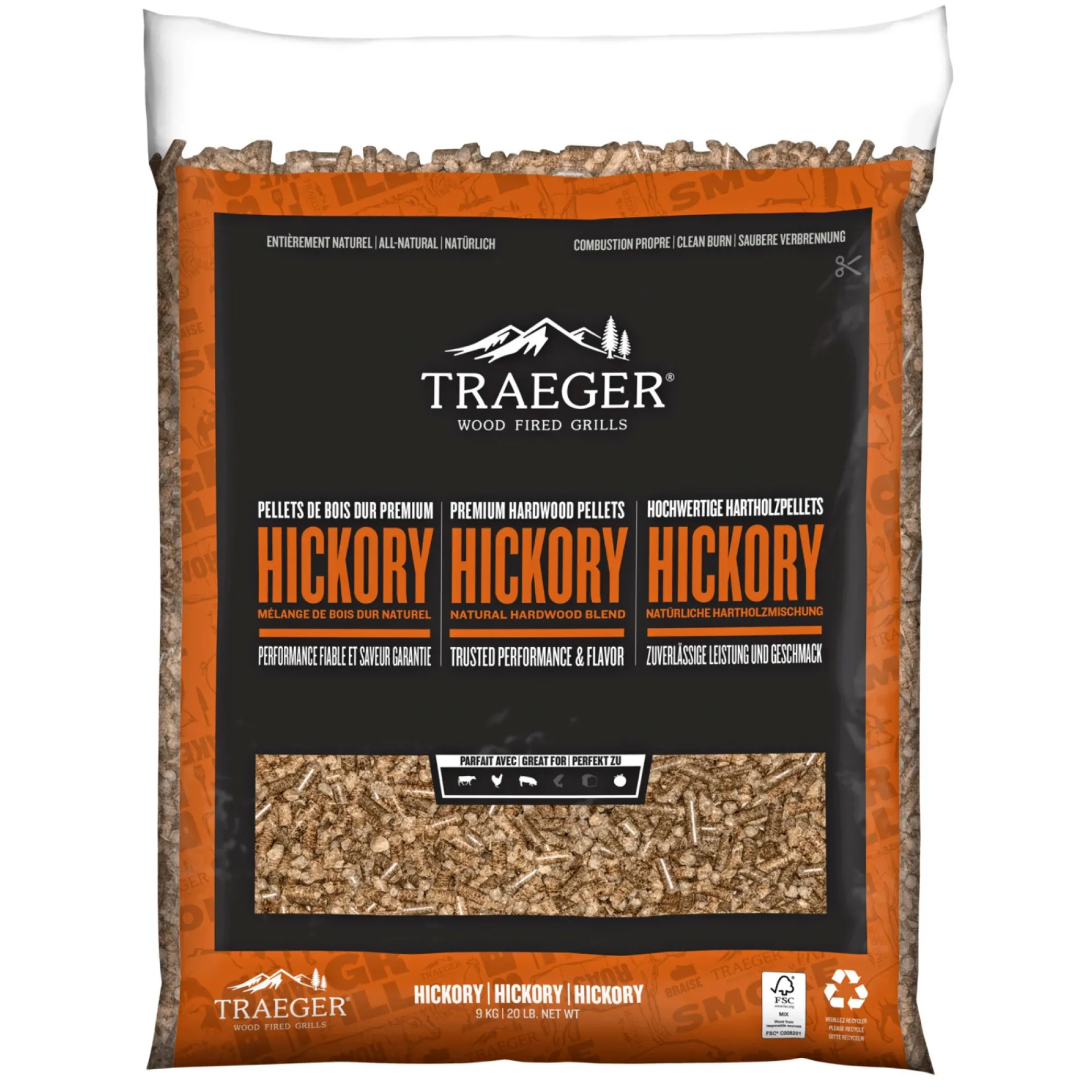 HICKORY TRÆPILLER TIL GRILL 9 KG|Traeger