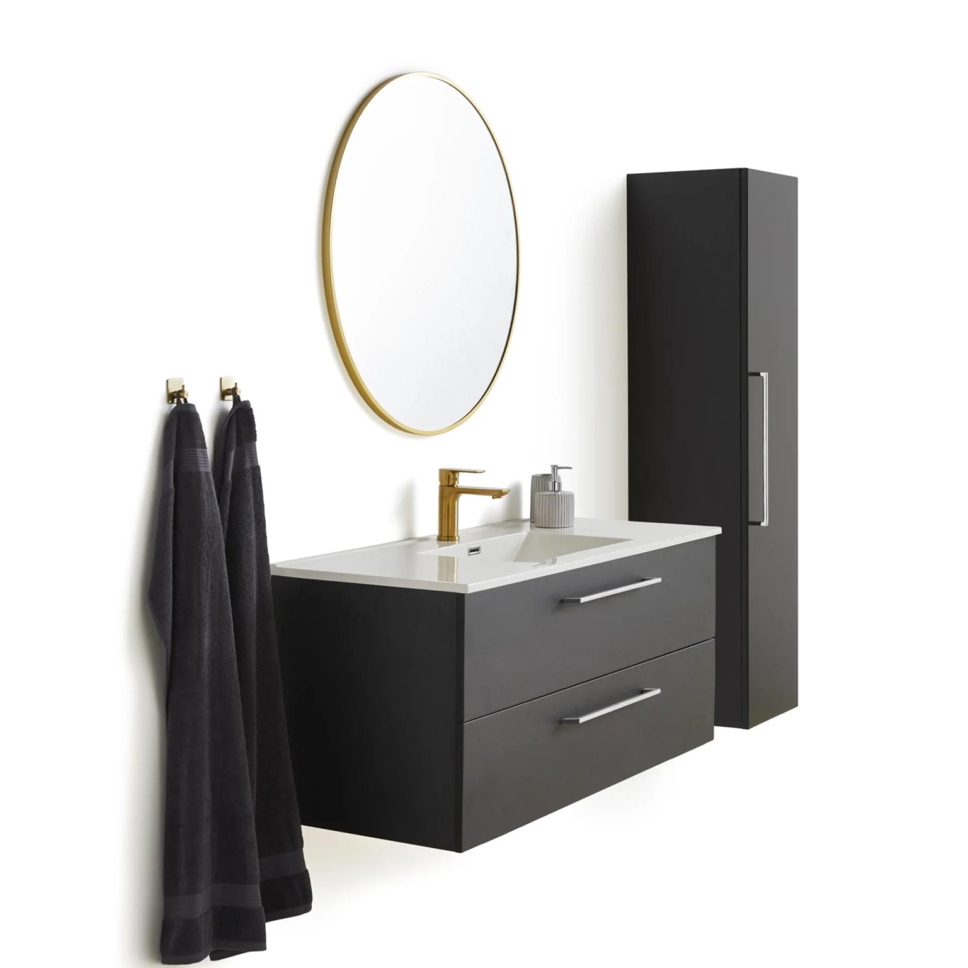 MILANO SOFTCLOSE BADMØBEL SORT 2 SKUFFER 120 CM|VASSO