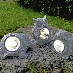 ASSORTERET STENFIGUR SOLCELLE LAMPE GRÅ 10 CM|Veli Line