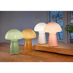 STRIPE MUSHROOM GENOPLADELIG BORDLAMPE ROSA|Veli Line Sale